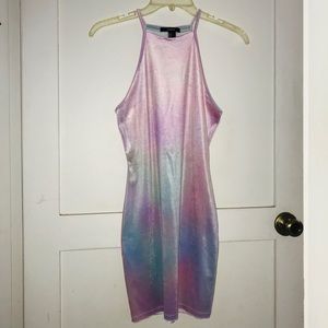 F21 Pastel Velvet High-Neck Mini Dress
